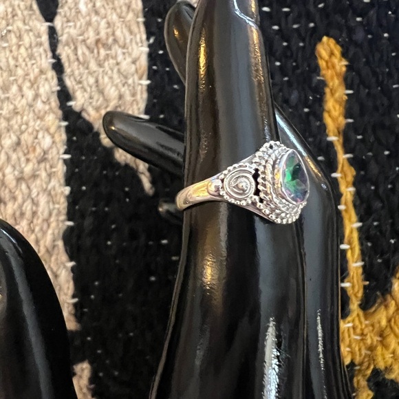 ❤️ Mystic Topaz Teardrop Sterling Silver Bohemian Ring Size 6 - Picture 3 of 16